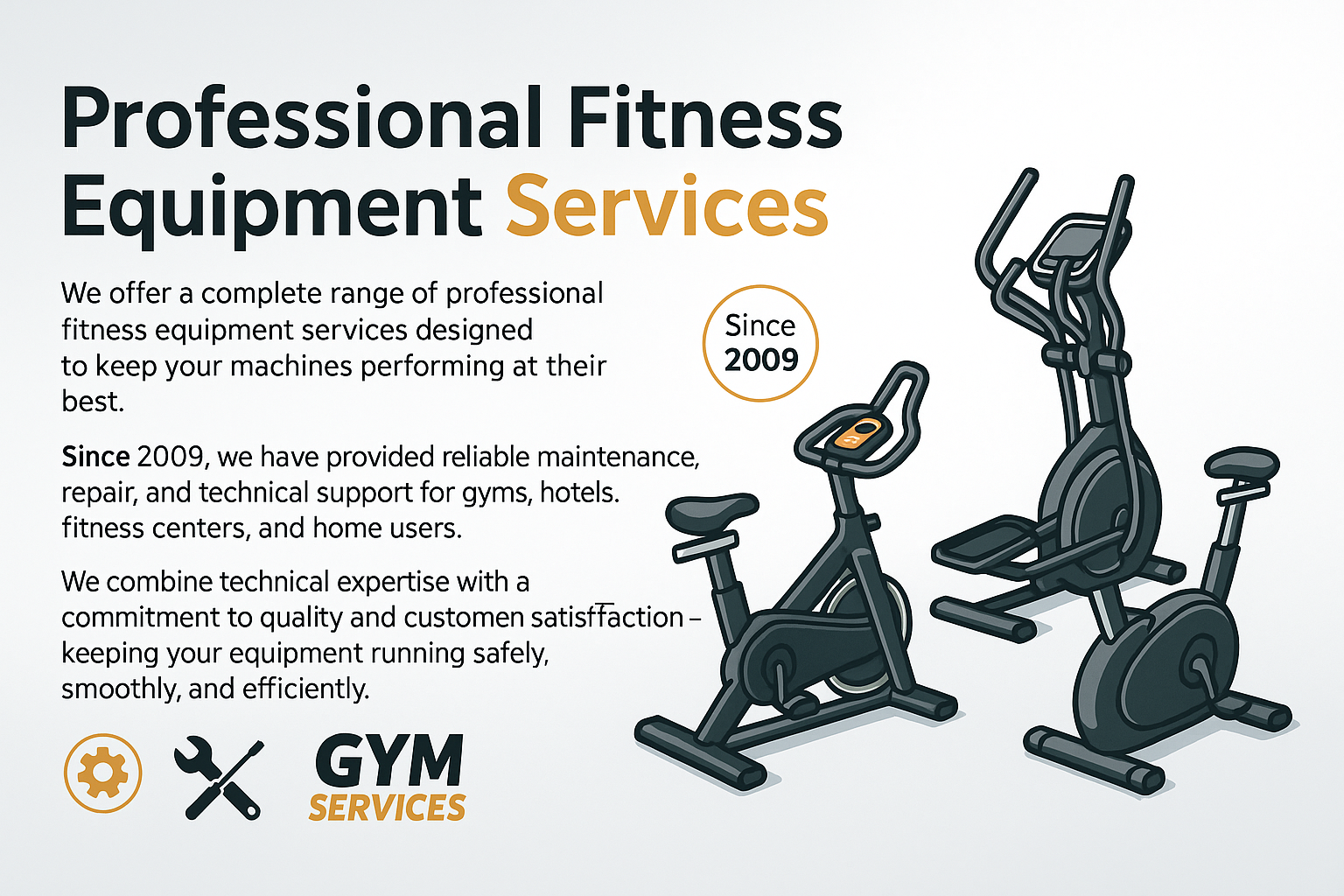 Gym Services UAE / GYM Service UAE logo with maintenance commitment statement